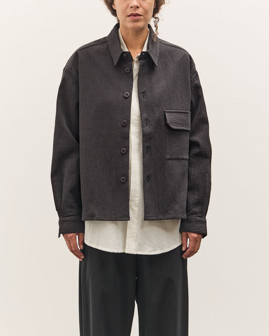 7115 by Szeki Textured Flat Hem Shirt, Black
