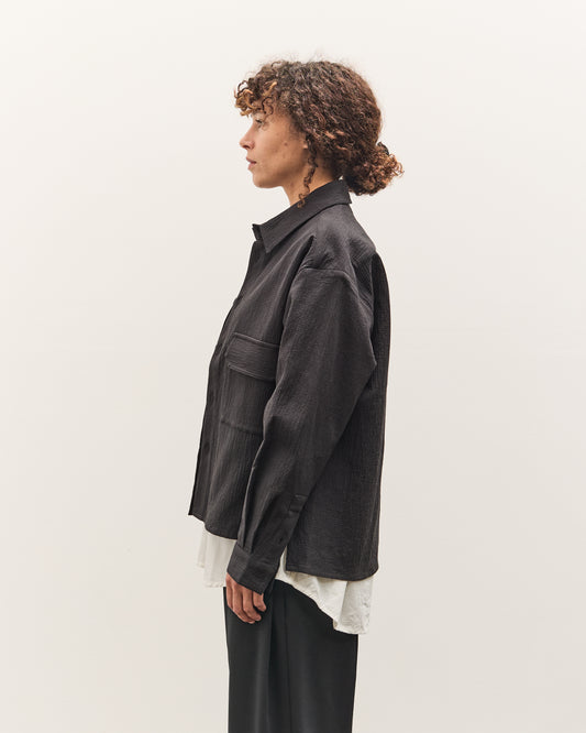 7115 by Szeki Textured Flat Hem Shirt, Black