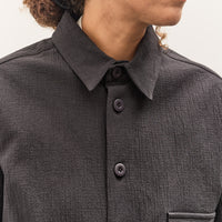 7115 by Szeki Textured Flat Hem Shirt, Black