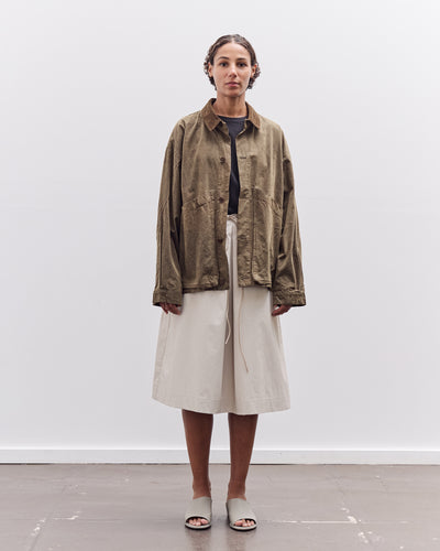 7115 by Szeki Waxed Panel Pockets Shirt Jacket, Olive Brown