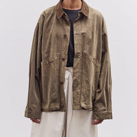 7115 by Szeki Waxed Panel Pockets Shirt Jacket, Olive Brown
