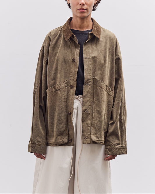 7115 by Szeki Waxed Panel Pockets Shirt Jacket, Olive Brown