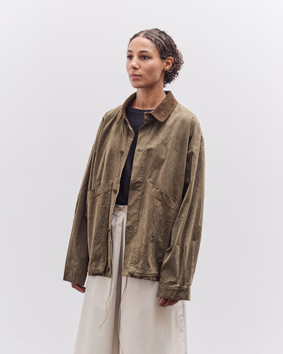 7115 by Szeki Waxed Panel Pockets Shirt Jacket, Olive Brown