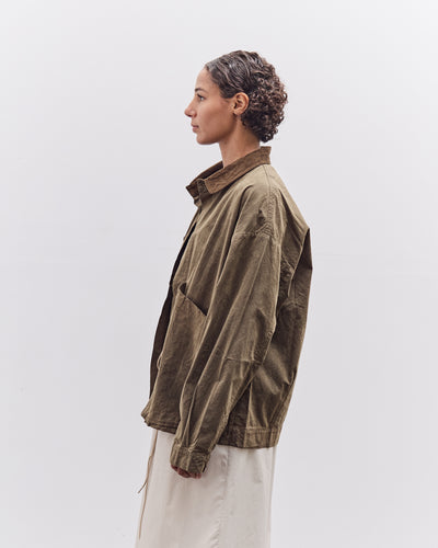 7115 by Szeki Waxed Panel Pockets Shirt Jacket, Olive Brown