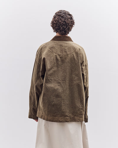 7115 by Szeki Waxed Panel Pockets Shirt Jacket, Olive Brown