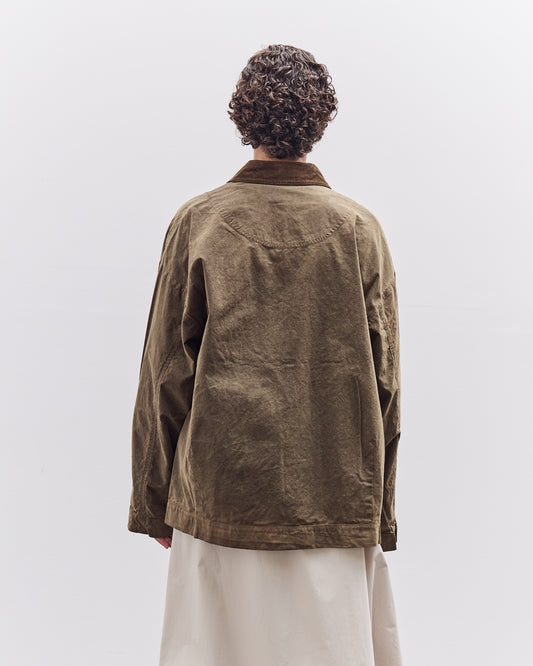 7115 by Szeki Waxed Panel Pockets Shirt Jacket, Olive Brown