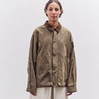 7115 by Szeki Waxed Panel Pockets Shirt Jacket, Olive Brown