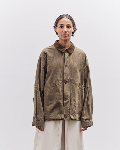 7115 by Szeki Waxed Panel Pockets Shirt Jacket, Olive Brown
