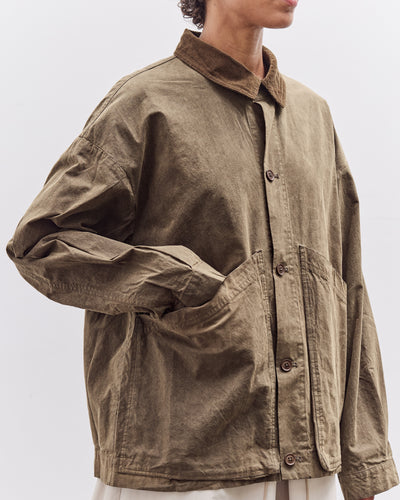 7115 by Szeki Waxed Panel Pockets Shirt Jacket, Olive Brown