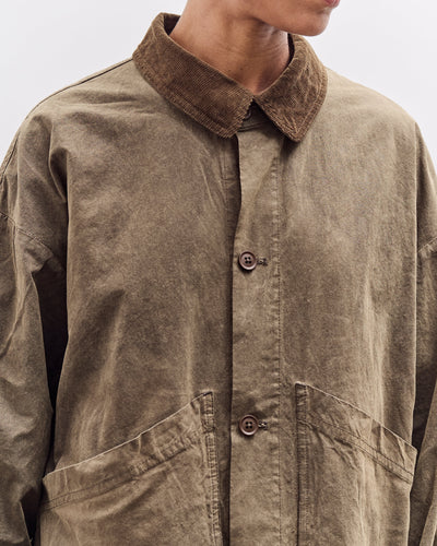 7115 by Szeki Waxed Panel Pockets Shirt Jacket, Olive Brown