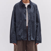 7115 by Szeki Waxed Panel Pockets Shirt Jacket, Navy Black