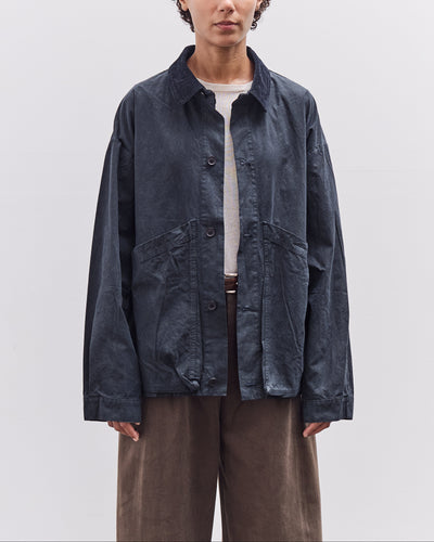 7115 by Szeki Waxed Panel Pockets Shirt Jacket, Navy Black