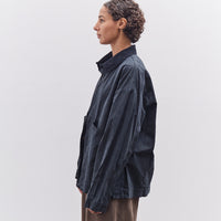 7115 by Szeki Waxed Panel Pockets Shirt Jacket, Navy Black