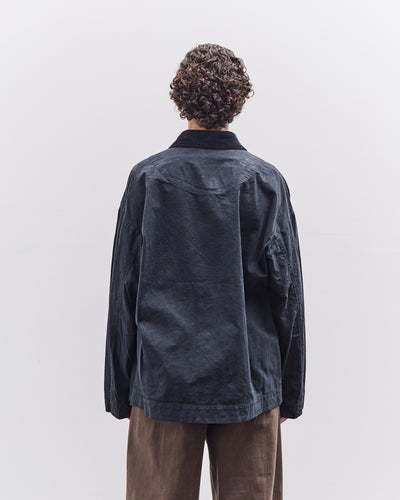 7115 by Szeki Waxed Panel Pockets Shirt Jacket, Navy Black