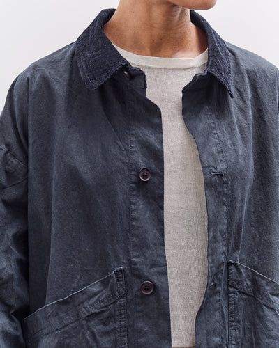 7115 by Szeki Waxed Panel Pockets Shirt Jacket, Navy Black
