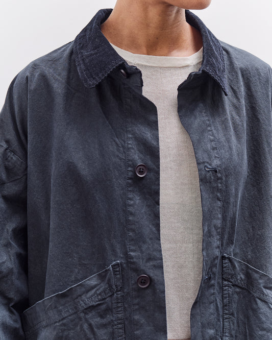 7115 by Szeki Waxed Panel Pockets Shirt Jacket, Navy Black