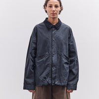 7115 by Szeki Waxed Panel Pockets Shirt Jacket, Navy Black