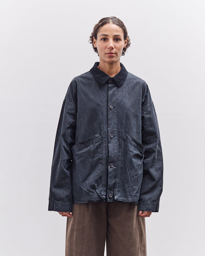 7115 by Szeki Waxed Panel Pockets Shirt Jacket, Navy Black