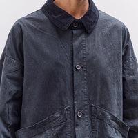 7115 by Szeki Waxed Panel Pockets Shirt Jacket, Navy Black