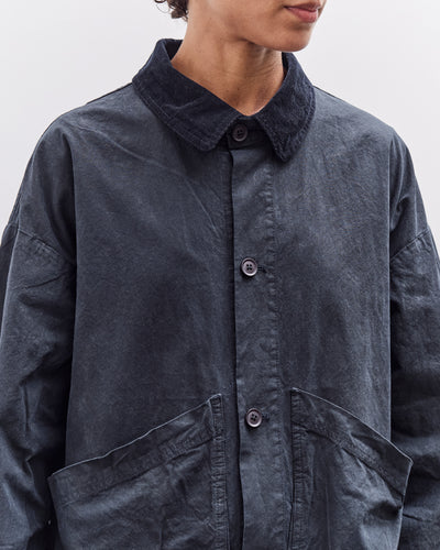 7115 by Szeki Waxed Panel Pockets Shirt Jacket, Navy Black