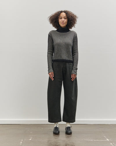 7115 Cropped Turtleneck, Black Stripes