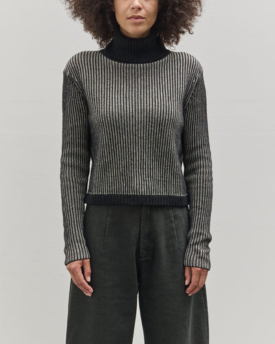 7115 Cropped Turtleneck, Black Stripes