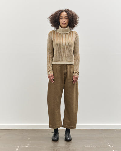 7115 Cropped Turtleneck, Mustard Stripes