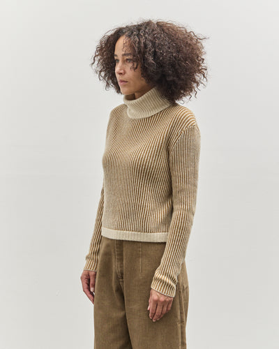 7115 Cropped Turtleneck, Mustard Stripes