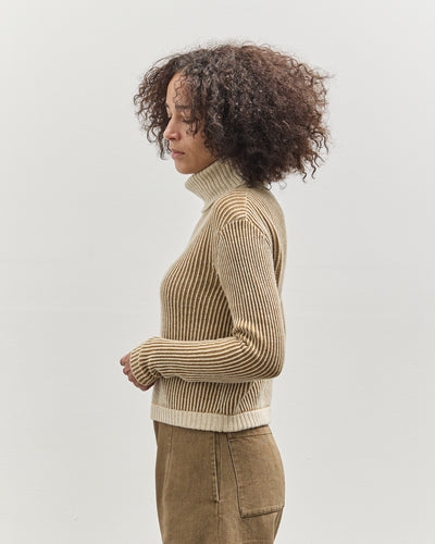 7115 Cropped Turtleneck, Mustard Stripes