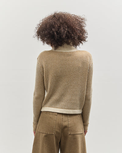 7115 Cropped Turtleneck, Mustard Stripes