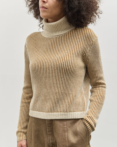 7115 Cropped Turtleneck, Mustard Stripes