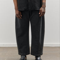 7115 Unisex Sand-Washed Curve Legged Trouser, Washed Black