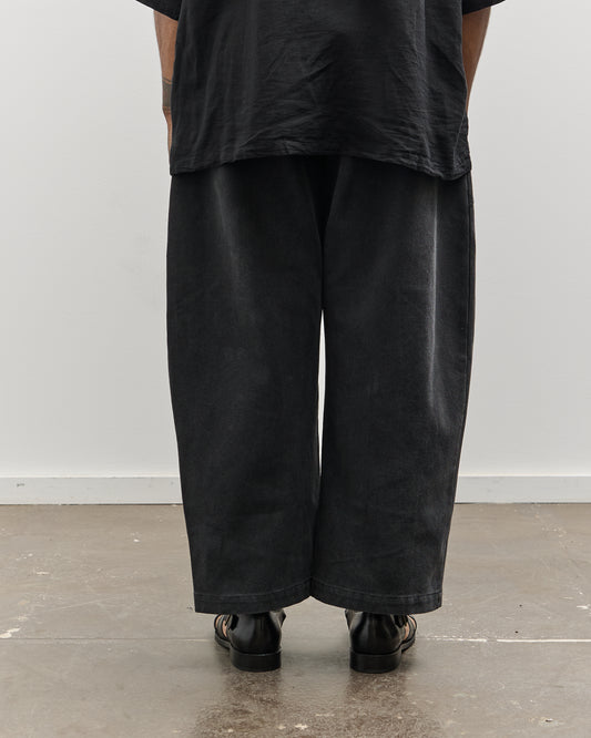 7115 Unisex Sand-Washed Curve Legged Trouser, Washed Black