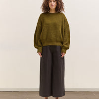 7115 by Szeki Textured Wide-Legged Skate Trouser, Black