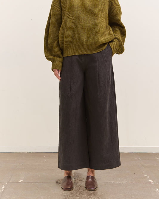 7115 by Szeki Textured Wide-Legged Skate Trouser, Black