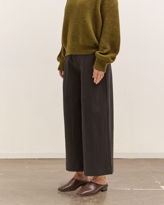 7115 by Szeki Textured Wide-Legged Skate Trouser, Black