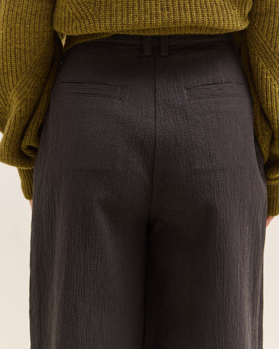 7115 by Szeki Textured Wide-Legged Skate Trouser, Black