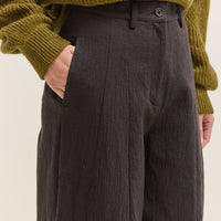 7115 by Szeki Textured Wide-Legged Skate Trouser, Black