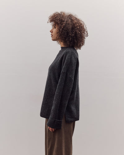 Oversized Mock Neck Sweater, Charcoal