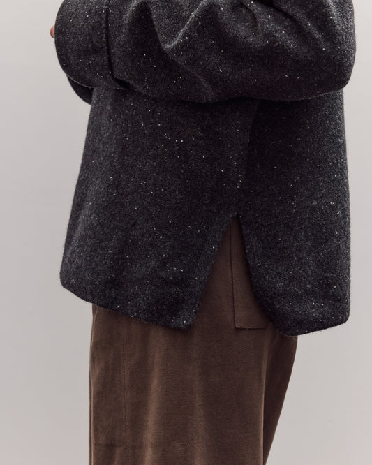 Oversized Mock Neck Sweater, Charcoal