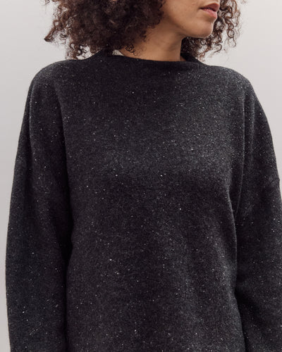 Oversized Mock Neck Sweater, Charcoal