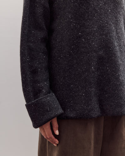 Oversized Mock Neck Sweater, Charcoal