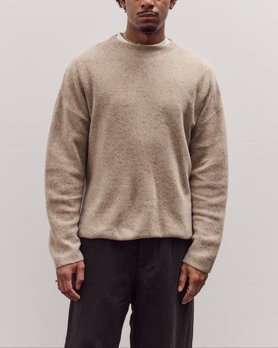 Oversized Mock Neck Sweater, Speckle Beige