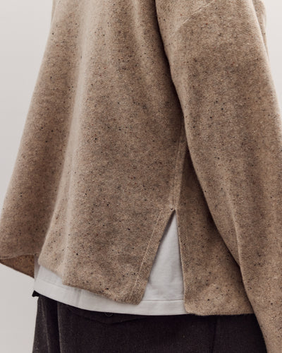 Oversized Mock Neck Sweater, Speckle Beige