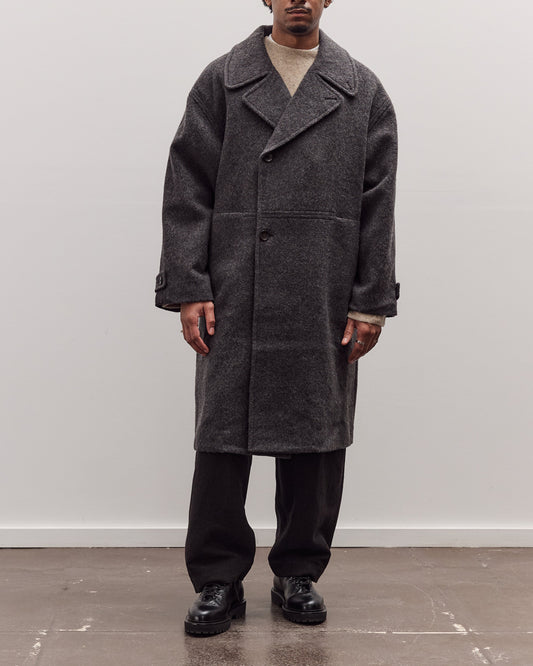 Double Breasted Wool Coat, Charcoal Gray