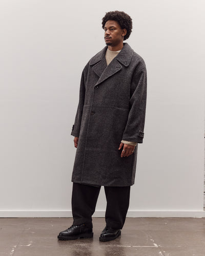 Double Breasted Wool Coat, Charcoal Gray