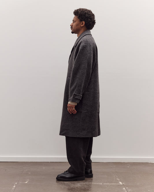 Double Breasted Wool Coat, Charcoal Gray