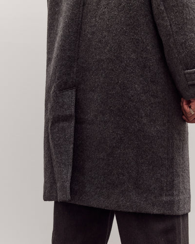 Double Breasted Wool Coat, Charcoal Gray