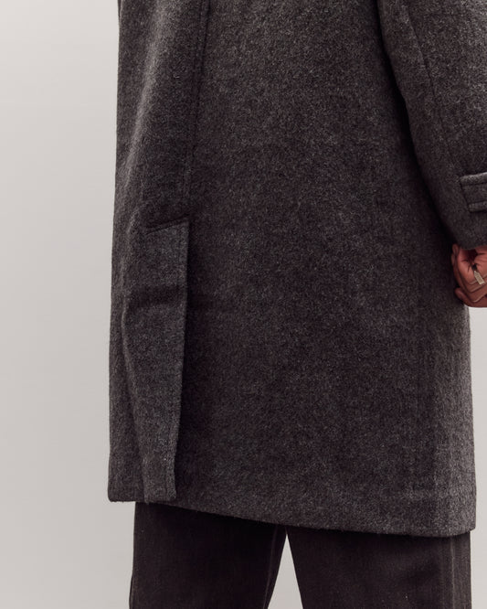 Double Breasted Wool Coat, Charcoal Gray