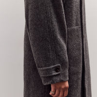 Double Breasted Wool Coat, Charcoal Gray